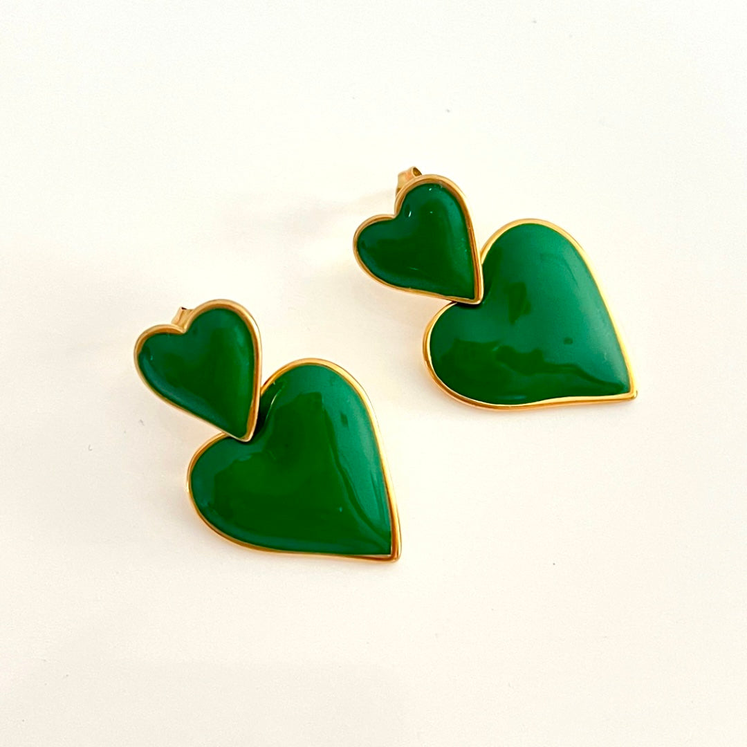 Aretes Double Heart Colors