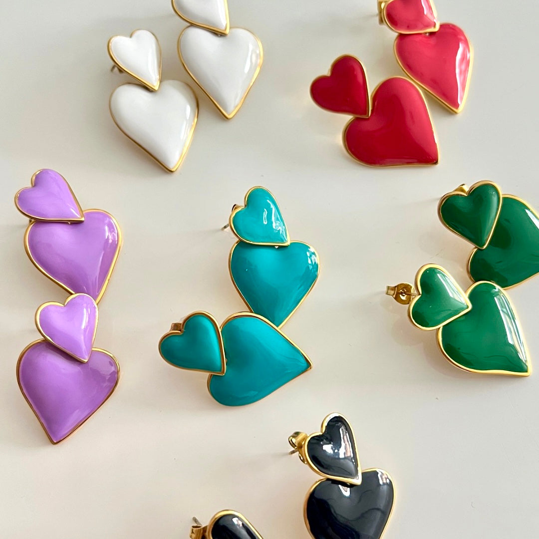 Aretes Double Heart Colors