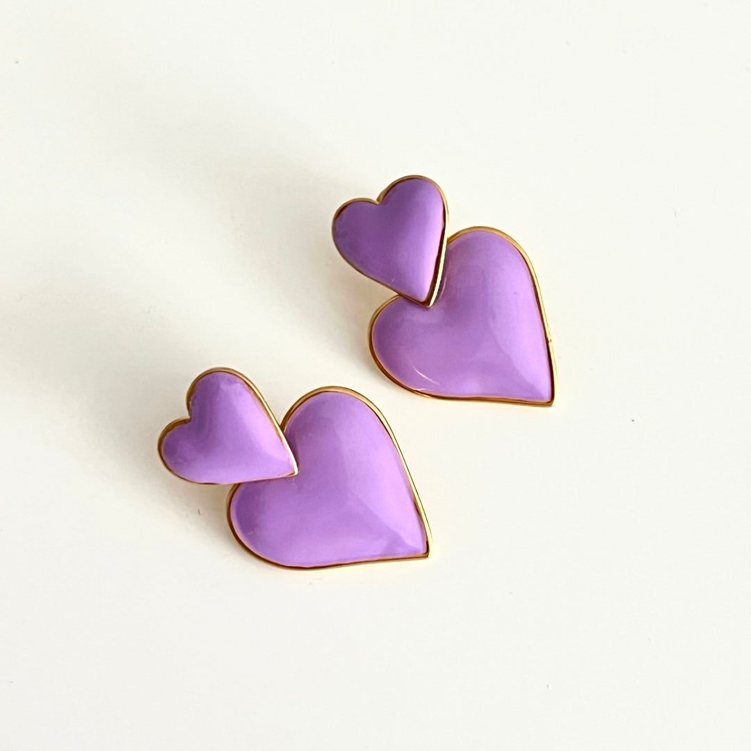 Aretes Double Heart Colors