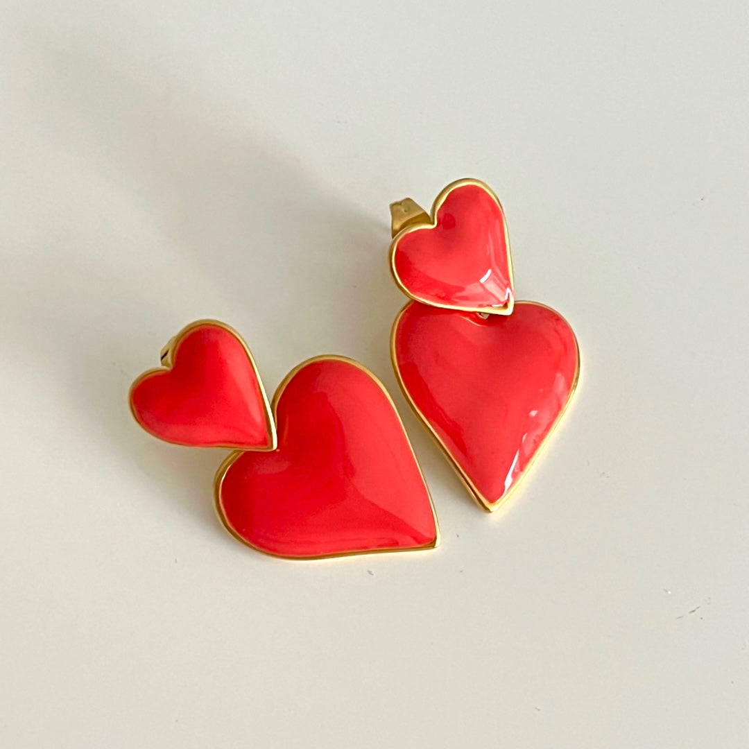 Aretes Double Heart Colors