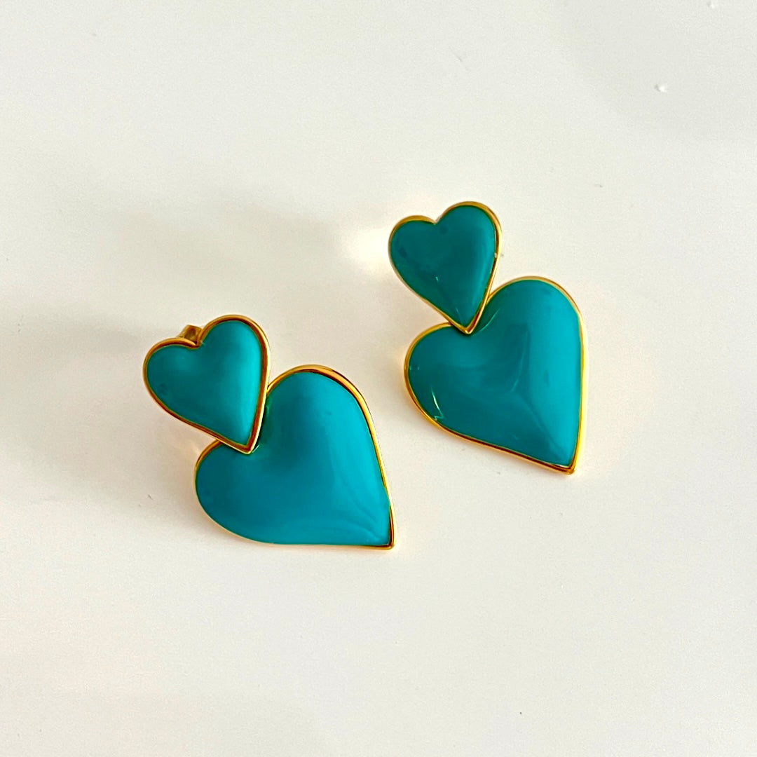Aretes Double Heart Colors