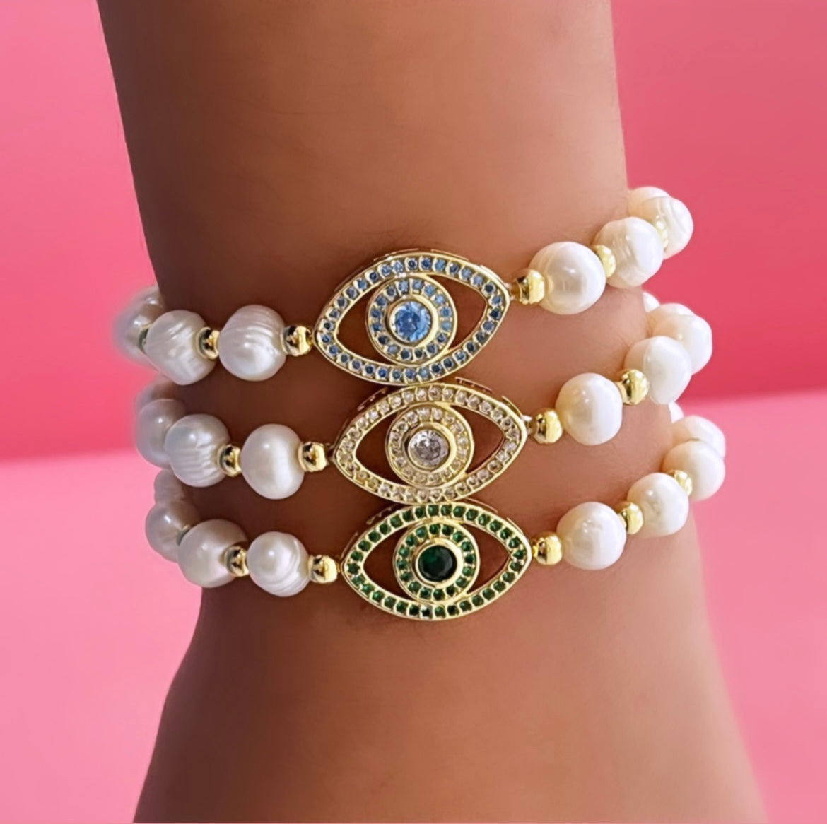 Pulsera Pearl Evil Eye