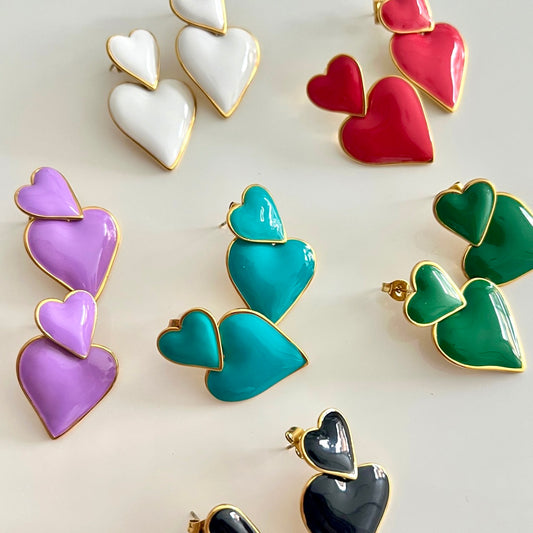 Aretes Double Heart Colors