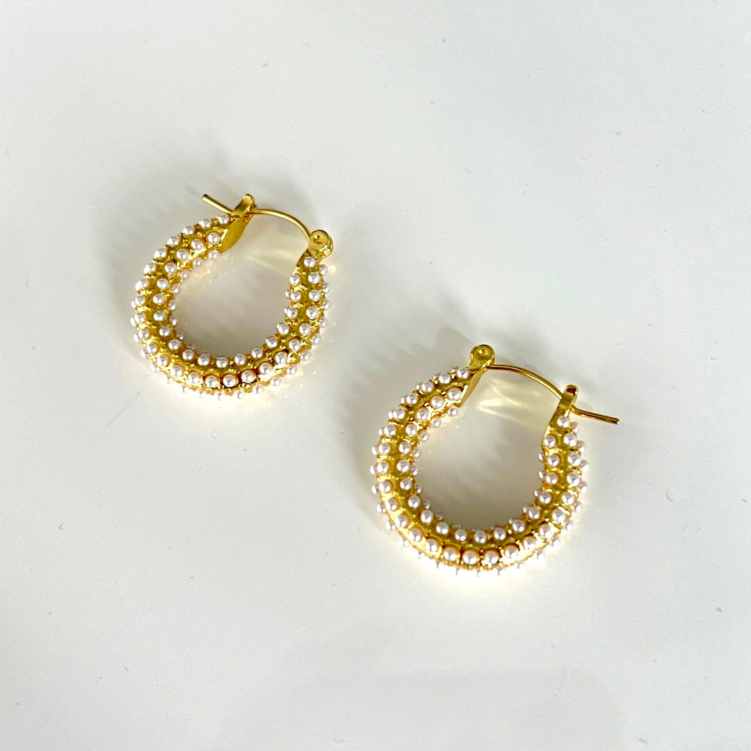 Aretes Pearls Hoops