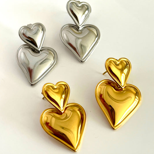 Aretes Double Hearts