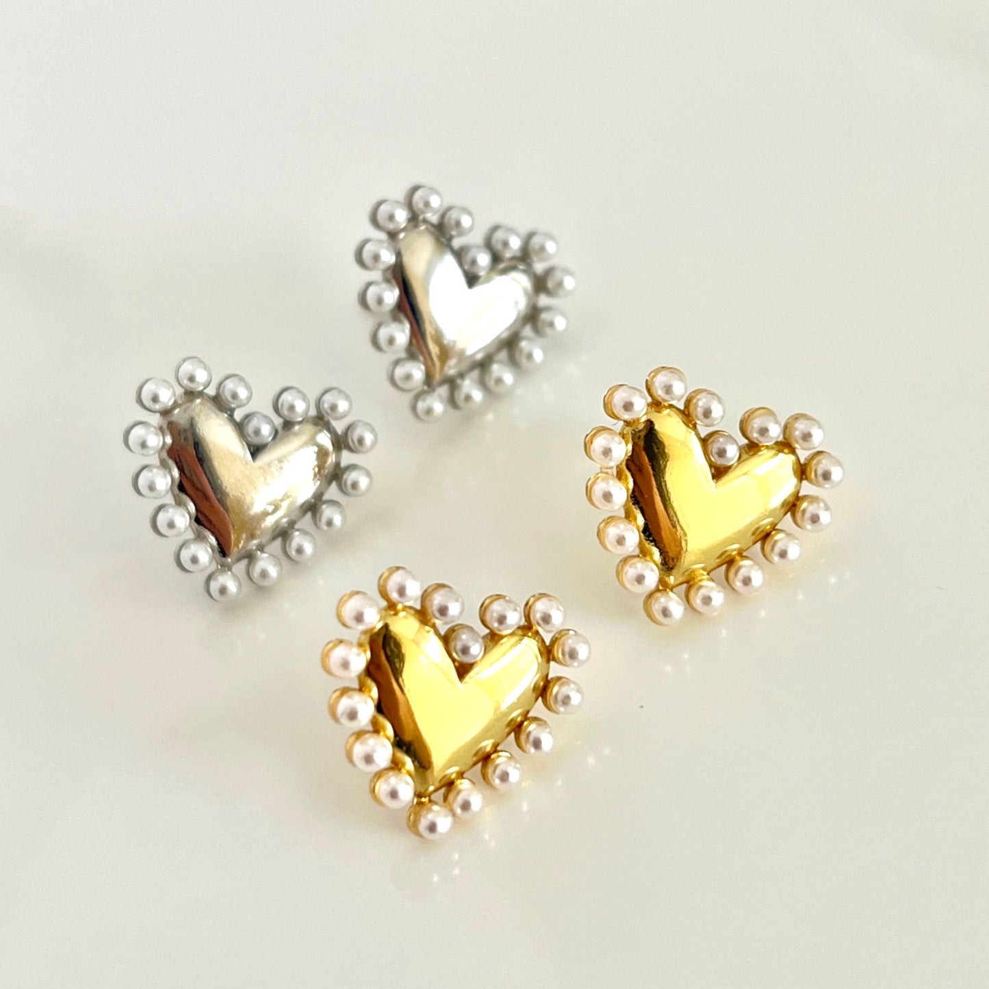 Aretes Pearls Frame Heart