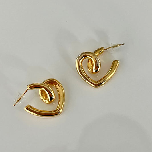 Aretes Heart Hoops