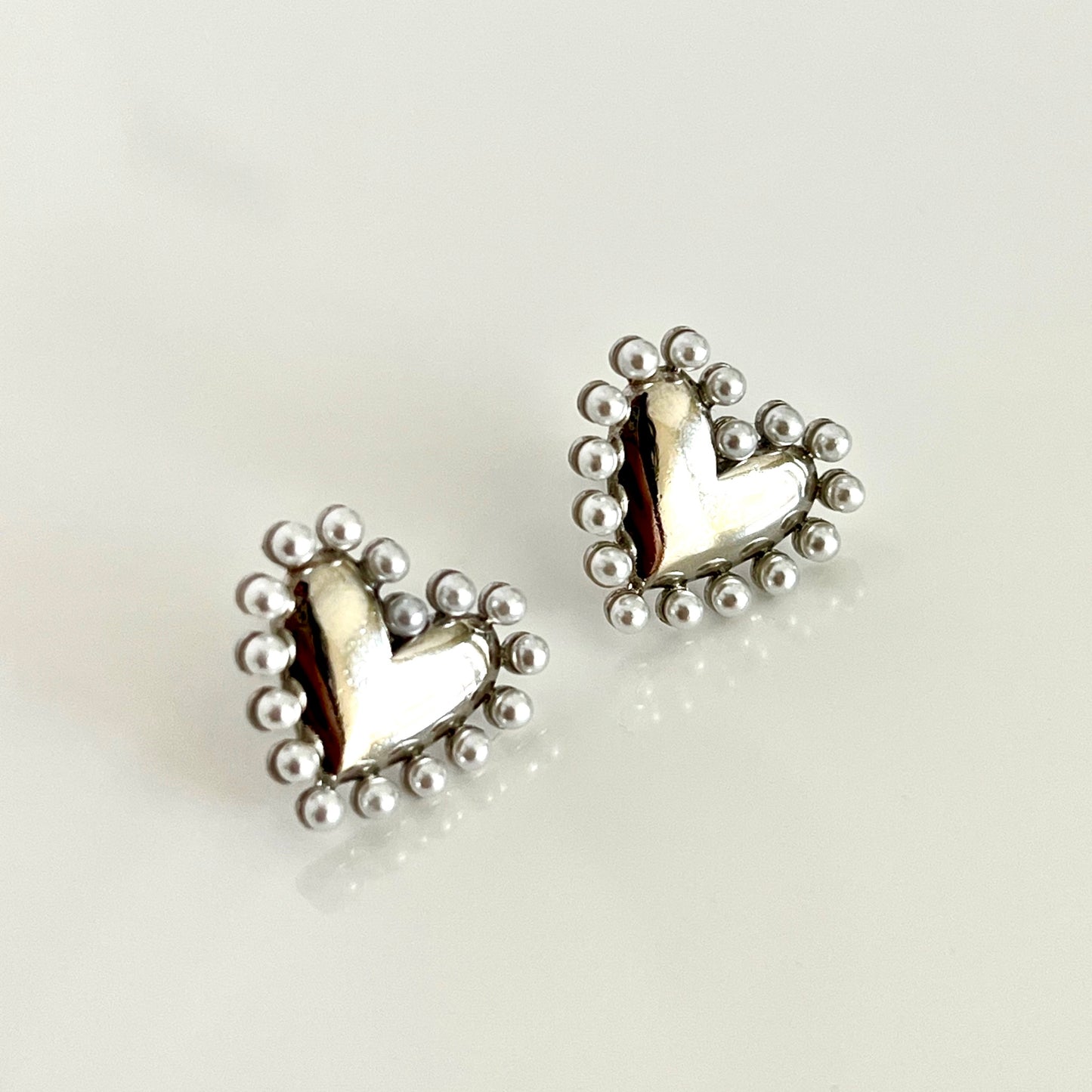 Aretes Pearls Frame Heart