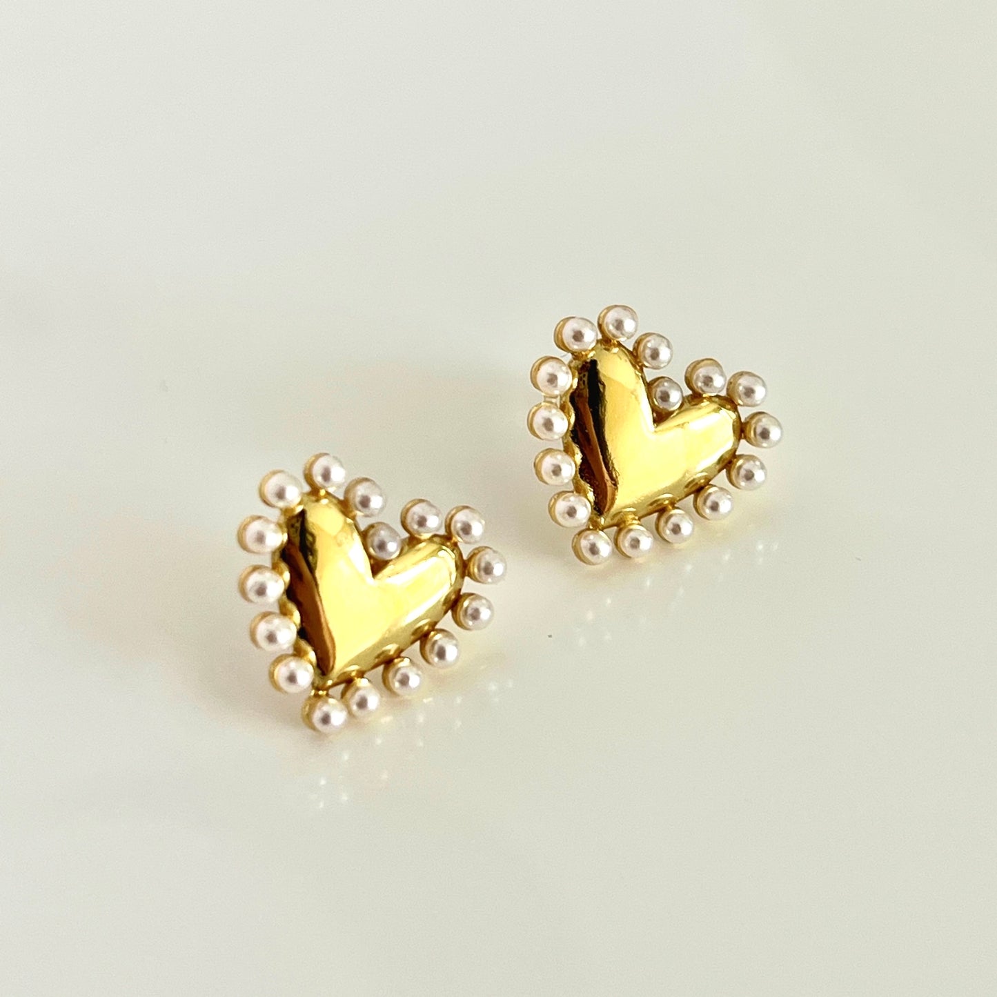 Aretes Pearls Frame Heart