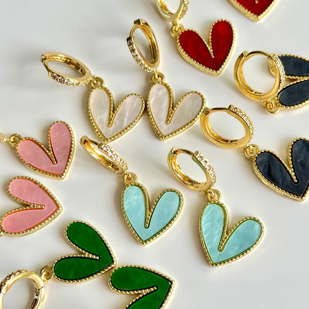 Aretes Heart Nacar Colors