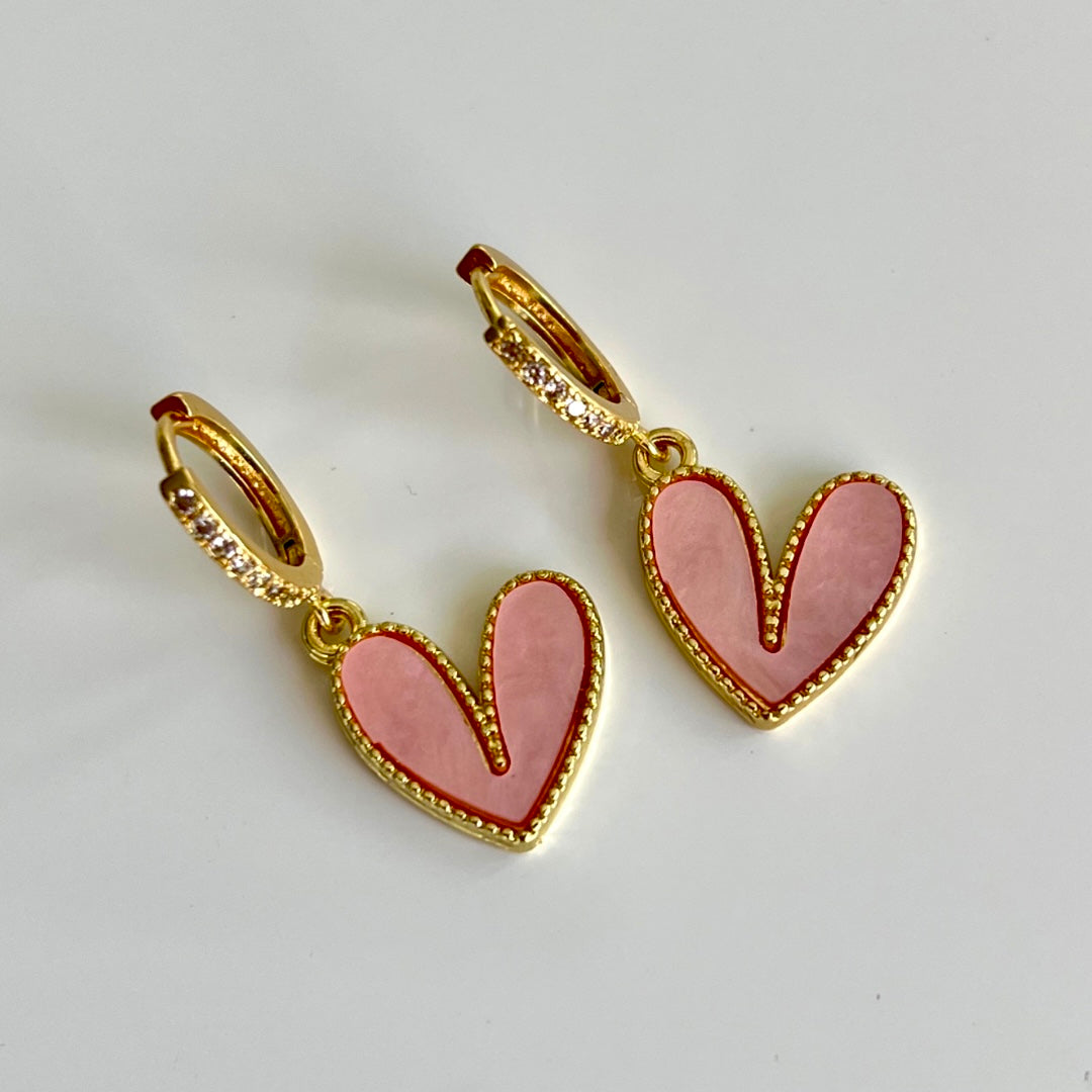 Aretes Heart Nacar Colors