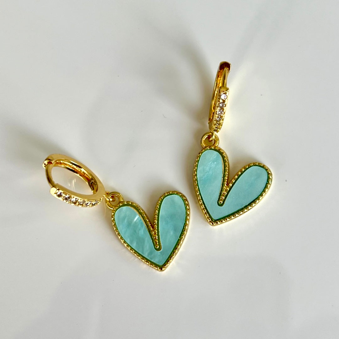 Aretes Heart Nacar Colors