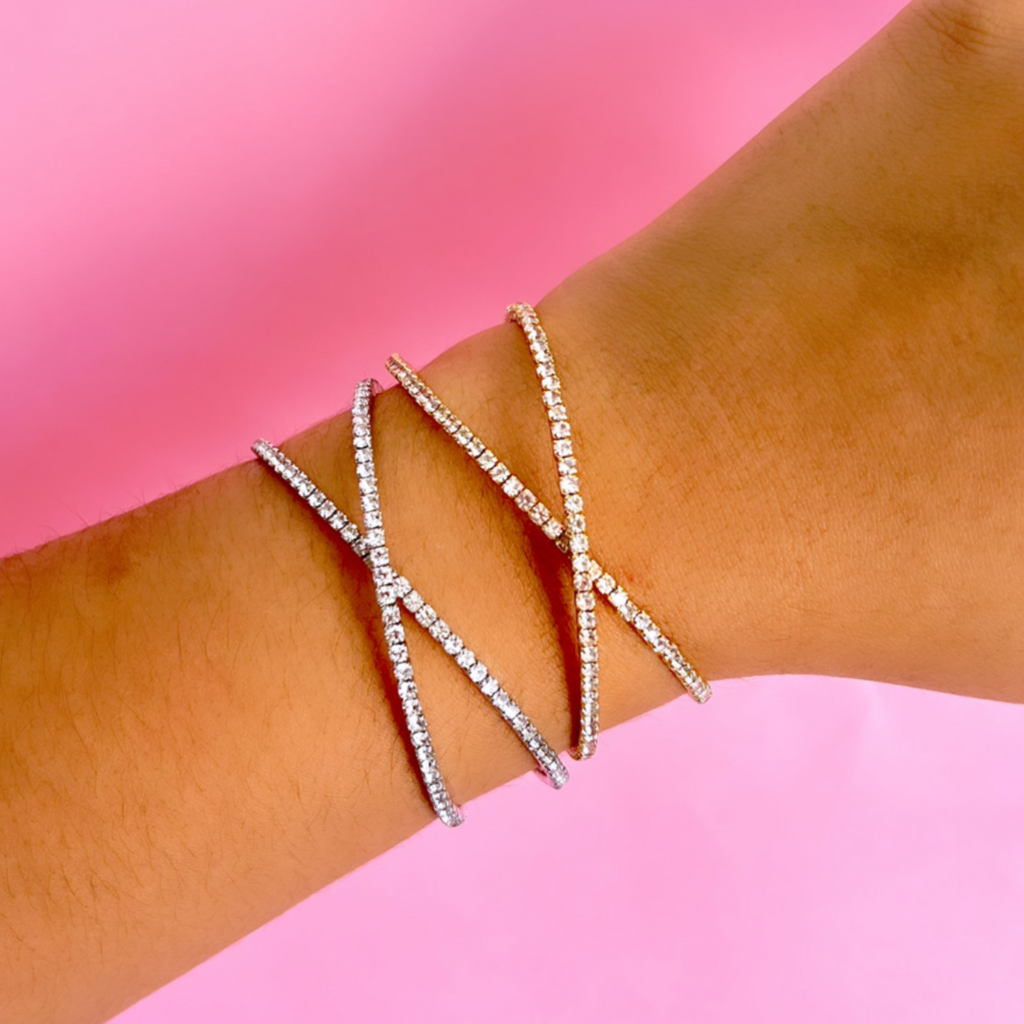 Pulsera X White Crystal