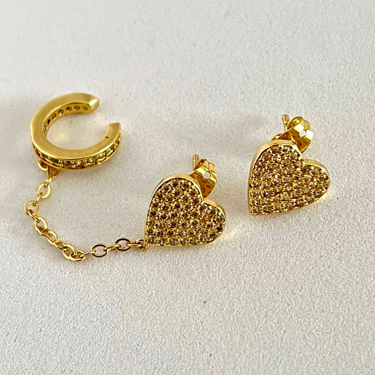 Aretes Hearts+Earcuff