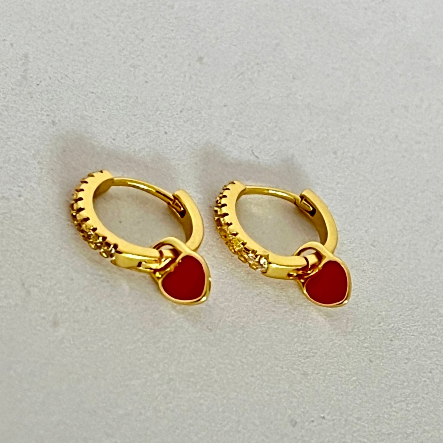 Aretes Mini Hearts Enamel hoops