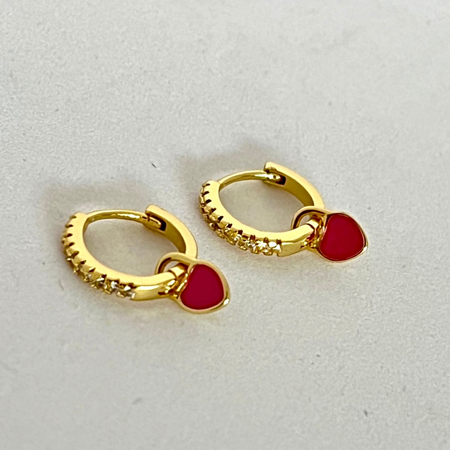 Aretes Mini Hearts Enamel hoops