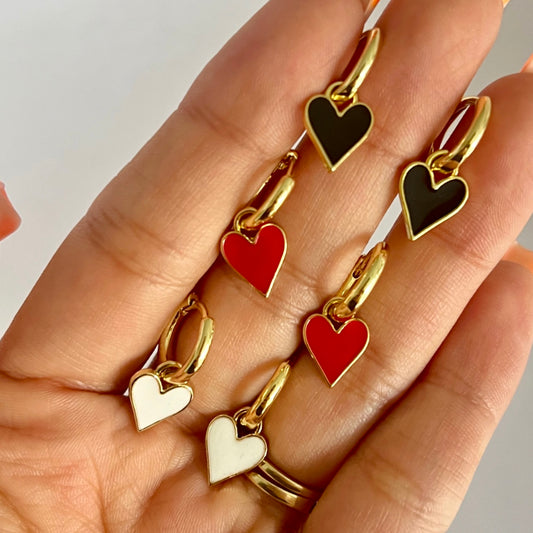 Mini Heart Hoops Enamel