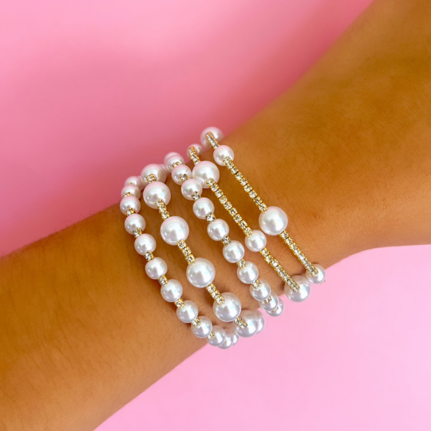 Pulsera Pearls Crystals Cuff