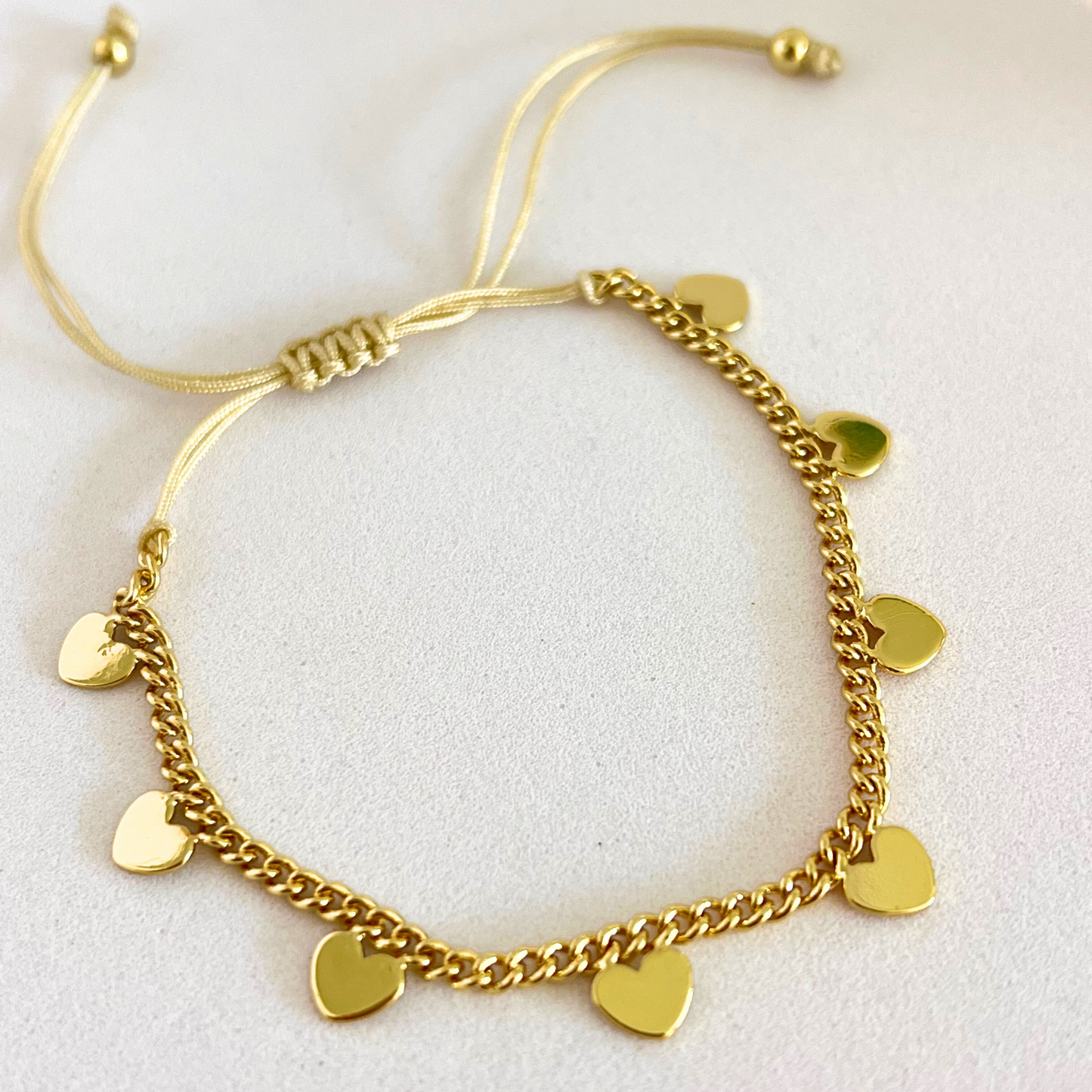 Pulsera Cuban heart charms