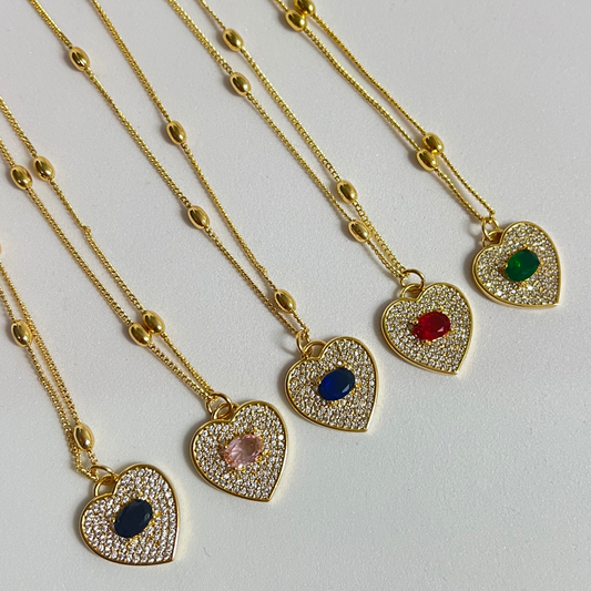 Cadena Heart Crystal Color
